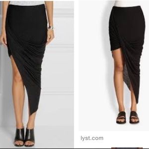 Helmut Lang asymmetrical draped jersey skirt
